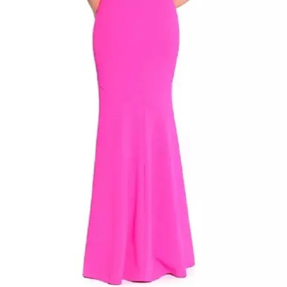 BETSY & ADAM One-Shoulder Side-Cutout Gown Pink Size 4 - Picture 5 of 6